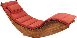 BRESCIA II - Ligstoel - Natuurlijk/Rood - Acaciahout