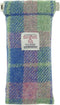 Brillenetui Zacht Blauw met Roze - Harris Tweed - Metalen Clip - Glen Appin of Scotland