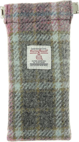 Brillenetui Zacht Roze Buchanan - Harris Tweed - Metalen Clip - Glen Appin of Scotland