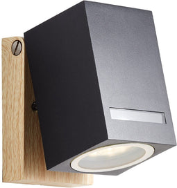 BRILLIANT - GALENI Buitenwandlamp - zwart/naturel - metaal/glas GU10 1x20W