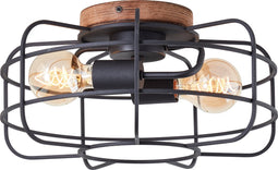 Brilliant Gwen - Plafondlamp - E27 max 2x60W - Hout/Zwart