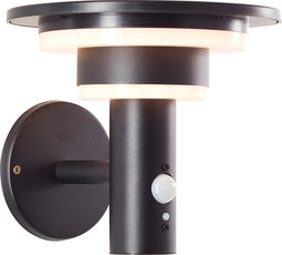 BRILLIANT LED buitenwandlamp, solar, 430 lm, 3000 K, roestvrij staal, zwart
