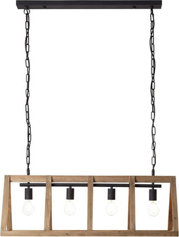 BRILLIANT Matrix Nature - Hanglamp 4 lichts - Antiek Hout - Zwart Korund - Dimbaar