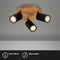 BRILONER - Ceiling lamp ceiling light vintage industrial 3xGU10 9W black wood