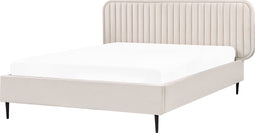 BRIN - Tweepersoonsbed - Beige - 140 x 200 cm - Fluweel