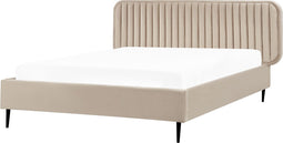 BRIN - Tweepersoonsbed - Taupe - 140 x 200 cm - Fluweel