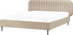 BRIN - Tweepersoonsbed - Taupe - 160 x 200 cm - Fluweel