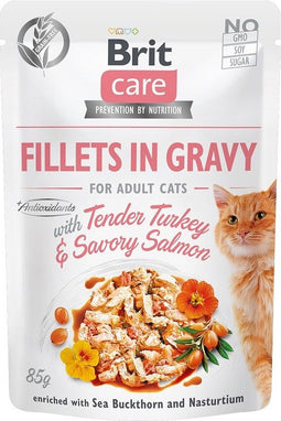 BRIT Care Filets in Gravy kalkoen en zalm in saus - nat kattenvoer - 85 g