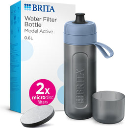 Brita ACTIVE Drinkfles 0,6L Lichtblauw - Met 1 MicroDisc Waterfilter, BPA-vrij