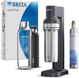 Brita SodaTRIO Bruiswatertoestel Zwart - met BRITA flesvoet, CO2 cilinder, glazen & rvs fles