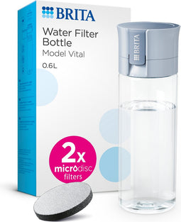 Brita VITAL Drinkfles 0,6L Lichtblauw - Met 2 MicroDisc Filters, BPA-vrij