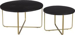 Brix Salontafel Levi Set van 2, Zwart/Brass