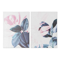 Schilderij DKD Home Decor Tropisch Blad van een plant (50 x 1,8 x 70 cm) (2 Stuks)