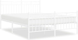 vidaXL - Bedframe - met - hoofd- - en - voeteneinde - metaal - wit - 135x190 - cm