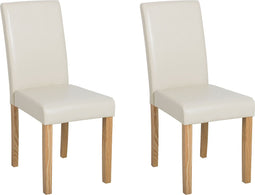 BROADWAY - Eetkamerstoel set van 2 - Beige - Kunstleer