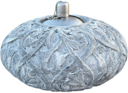Brocante Olielamp Rococo Tuin of Terras Cement Ø25x15,5cm - 7 kg - Grijs