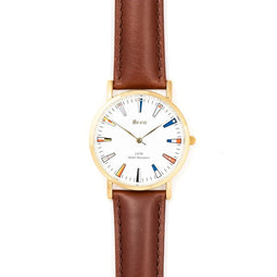 Bron Seinvlaggen horloge goud/bruin heren
