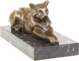 BRONZEN BEELD VAN EEN LIGGENDE KAT