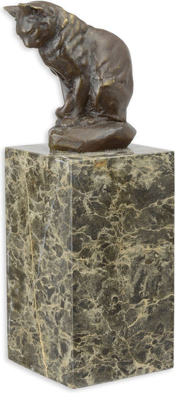 BRONZEN BEELD VAN EEN ZITTENDE KAT