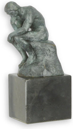 BRONZEN SCULPTUUR VAN DE DENKER MET GROENE AFWERKING