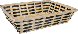 Broodmand rechthoekig - bamboe hout - 39 x 29 x 10 cm - naturel/zwart - broodmanden/serveermanden