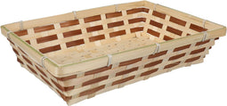 Broodmand rechthoekig - gevlochten bamboe hout - 34 x 24 x 8 cm - naturel/bruin