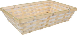 Broodmand rechthoekig - gevlochten bamboe hout - 34 x 24 x 8 cm - naturel/blank