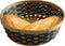 Broodmandje rond - gevlochten bamboe hout - D29 cm - zwart/naturel - broodmanden/fruitmanden