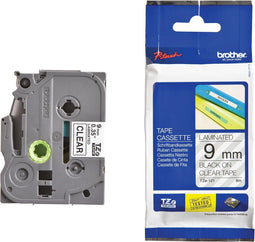 Brother Black on Clear Gloss Laminated Tape, 9mm