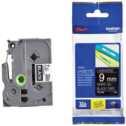 Brother - Labele brother p-touch tze-325 9mm wit op zwart | 25 stuks
