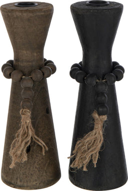 J-Line kaarshouder Nut - ijzer - zwart/bruin - 2 stuks