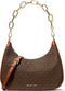Bruine PVC Zip Pouchette Chain Schouder Crossbody Tas