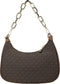 Bruine PVC Zip Pouchette Chain Schouder Crossbody Tas