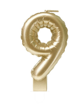 Bruna office - Foil balloon candle gold 9 | 4 stuks