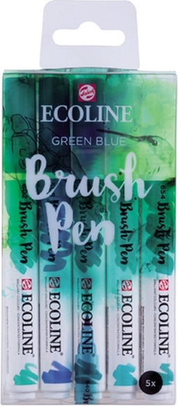 Brush Pen set Groenblauw | 5 kleuren