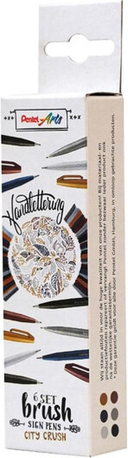 Brushpen Pentel Sign SES15C etui City Crush 6 kleuren
