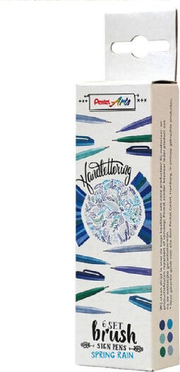 Brushpen Pentel Sign SES15C etui Spring Rain 6 kleuren