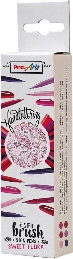 Brushpen Pentel Sign SES15C etui Sweet Flora 6 kleuren