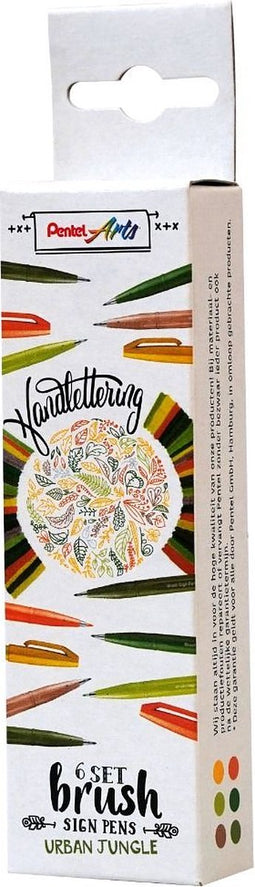 Brushpen Pentel Sign SES15C etui Urban Jungle 6 kleuren