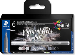 Brushpen staedtler pigment soft set 6 kleuren | 8 stuks