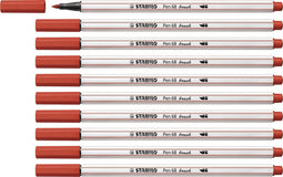 Brushstift STABILO Pen 568/48 karmijn rood - 10 stuks