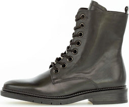 Gabor 72.745.57 - Dames Enkellaarzen - Veterboots met rits - Zwart - Maat 40