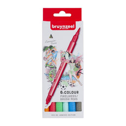 Bruynzeel - Fineliner brush pen brz rio de janeiro 6 kleuren | 6 stuks