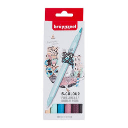 Bruynzeel - Fineliner brush pen brz venice set 6 kleuren | 6 stuks