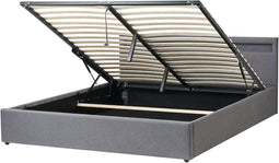 Opbergbed met LED Stof ARMELLE 180 x 200 cm Donkergrijs