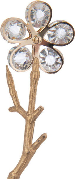 J-Line decoratie Tak Bloemen Kristal - kunststof - goud - small - 12 stuks