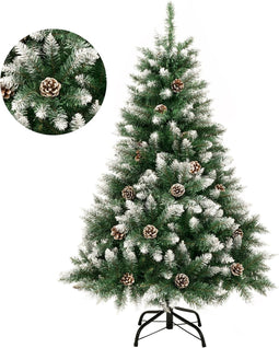 Kunstkerstboom met sneeuweffect en dennenappels - 120 cm