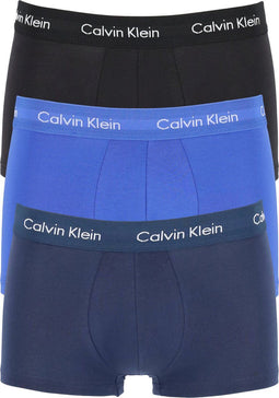 Calvin Klein - 3-pack Low Rise Trunk Boxershorts - Aansluitende pasvorm - Zwart Blauw (3-pack)