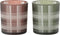 J-Line windlicht Geruit - glas - bruin/groen - small - 2 stuks