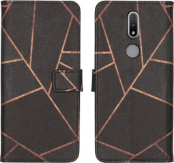 iMoshion Hoesje Geschikt voor Nokia 2.4 Hoesje Met Pasjeshouder - iMoshion Design Softcase Bookcase - Meerkleurig / Black Graphic